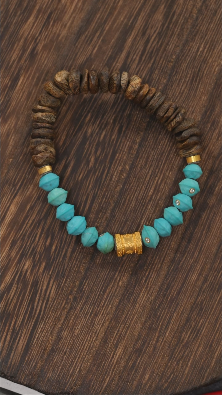 【闪购商品】绿松石手链18K金镶嵌1