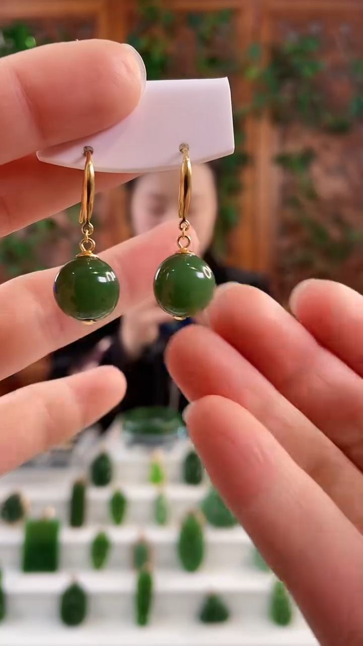 【闪购商品】和田玉耳钩银S925镶嵌大气贯穿