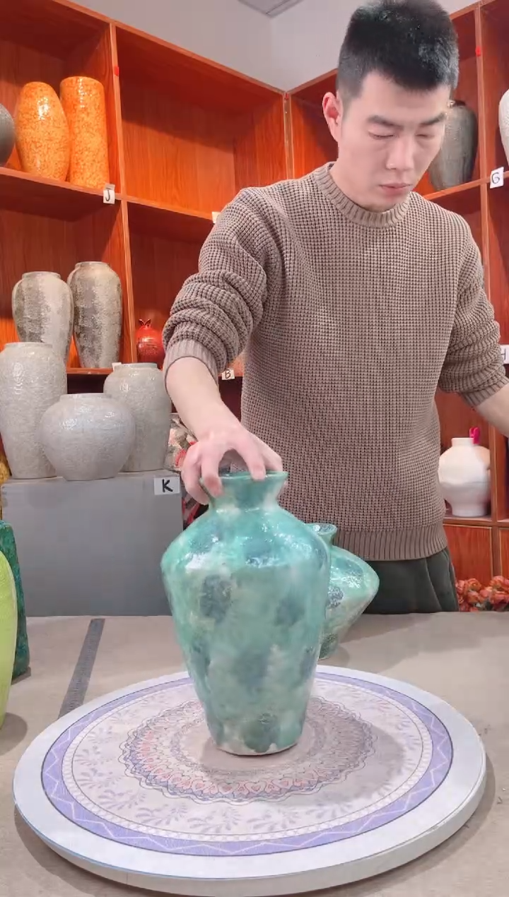 【闪购商品】瓶彩陶三件套 大号 陶瓷花瓶 无花
