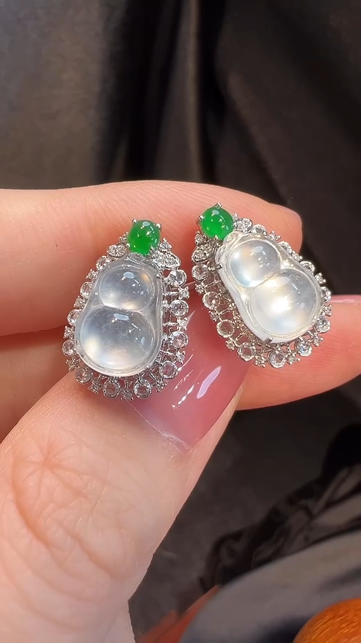 18K金镶嵌翡翠耳饰L6耳钉