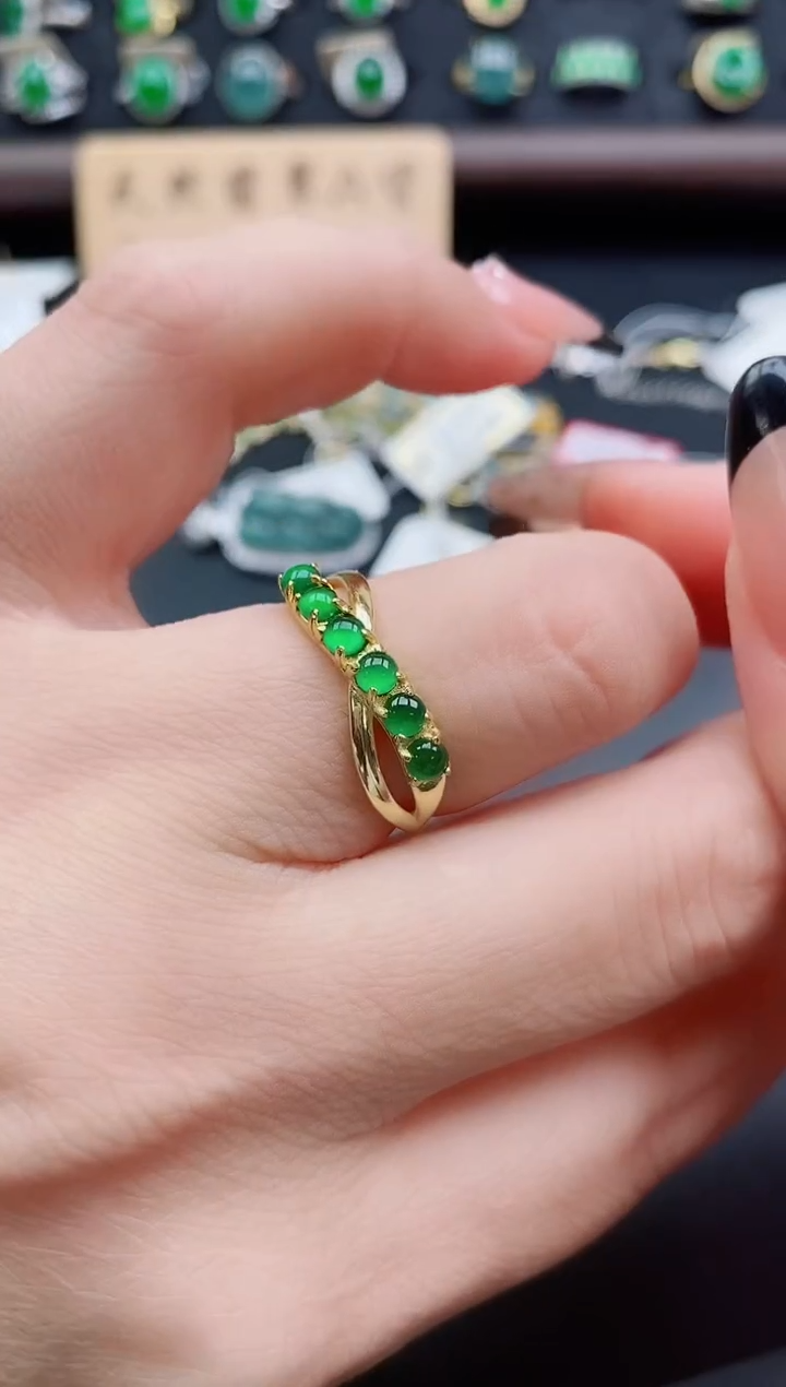 银S925镶嵌戒指翡翠1