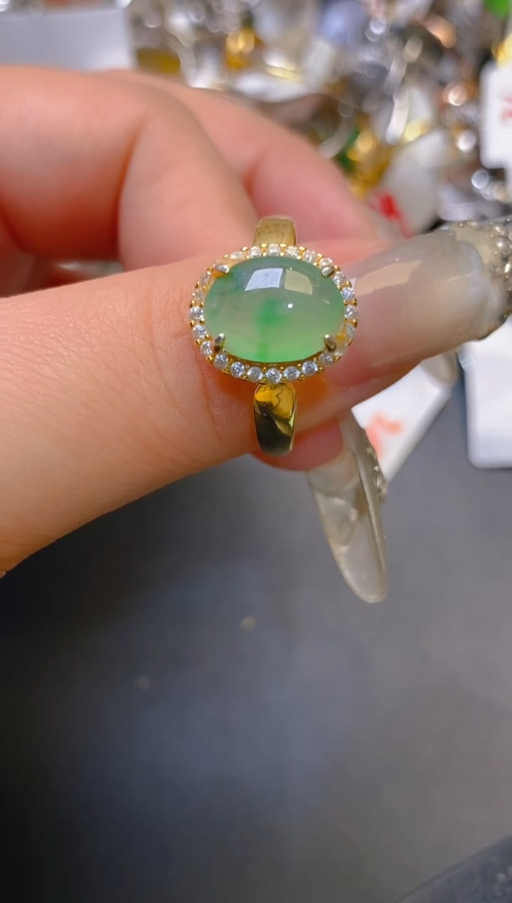 【闪购商品】翡翠耳饰银S925镶嵌天然A货翡翠1