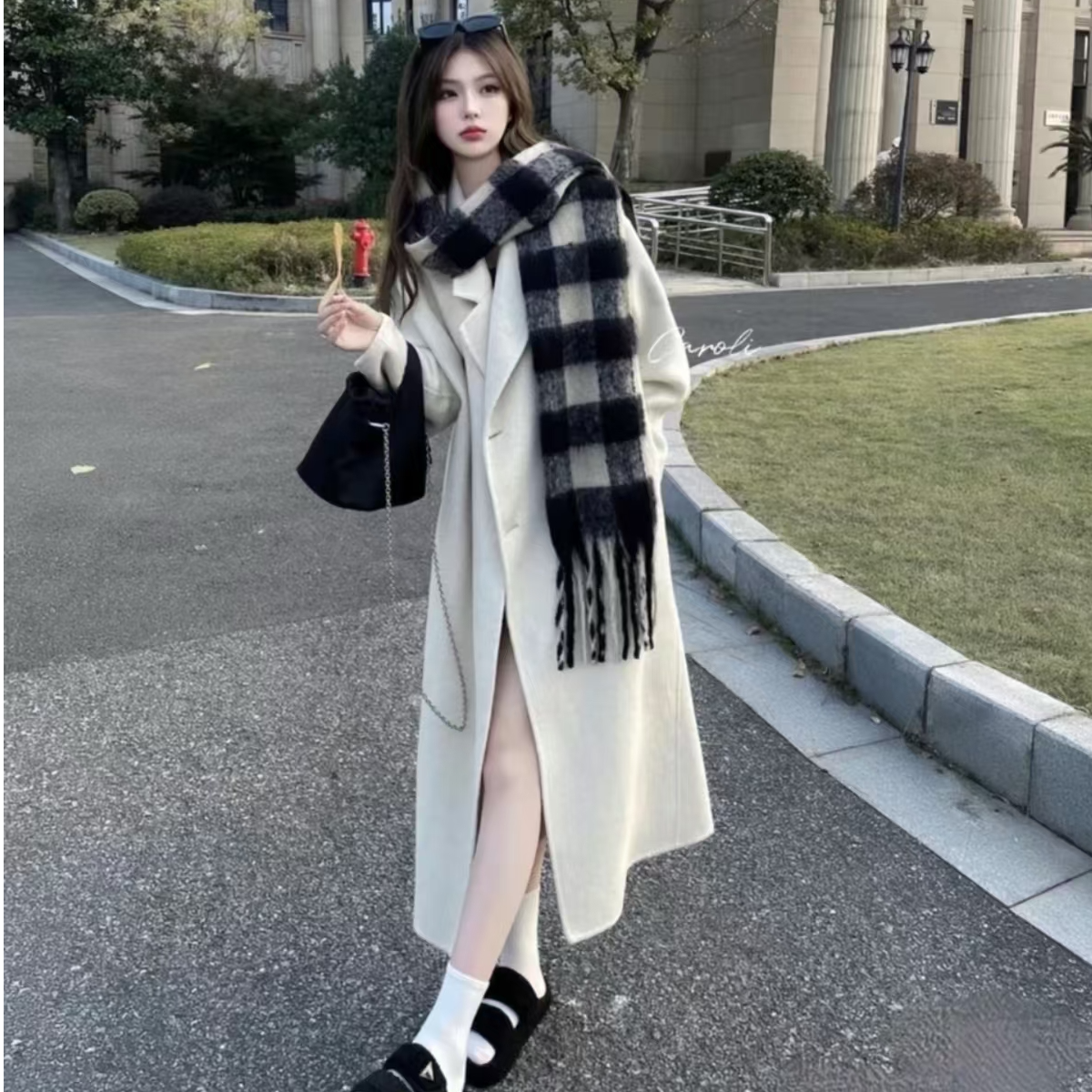 【小个子/双面呢】外套女装气质秋冬女士长款中长款韩版双面呢大衣