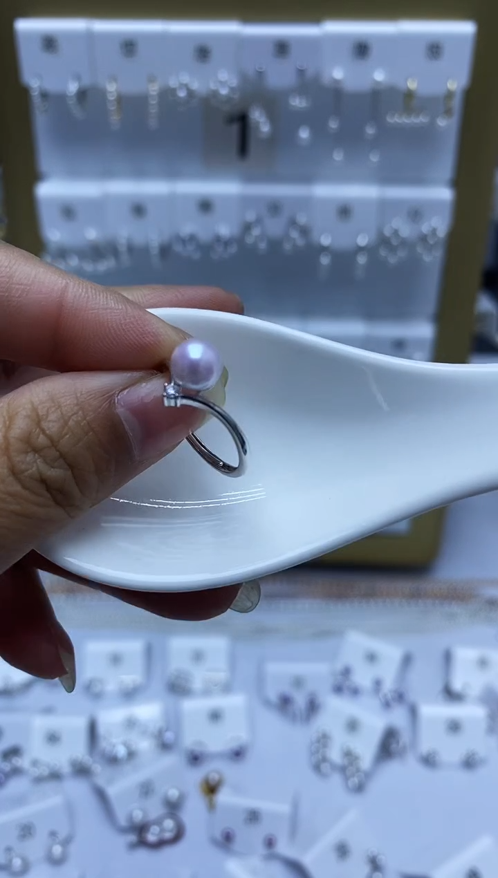 银S925镶嵌耳饰海水珍珠戒指3