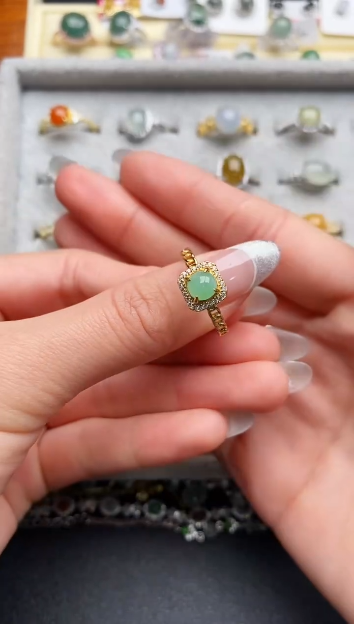 【闪购商品】翡翠戒指银S925镶嵌555555555+2