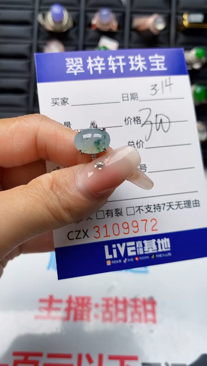 【闪购商品】翡翠银S925镶嵌戒指9972