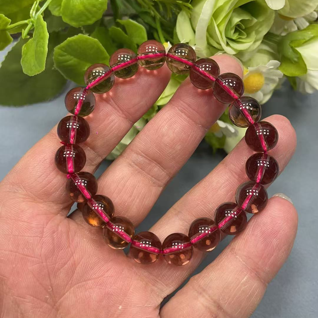 A014 手串玫瑰红水晶单圈