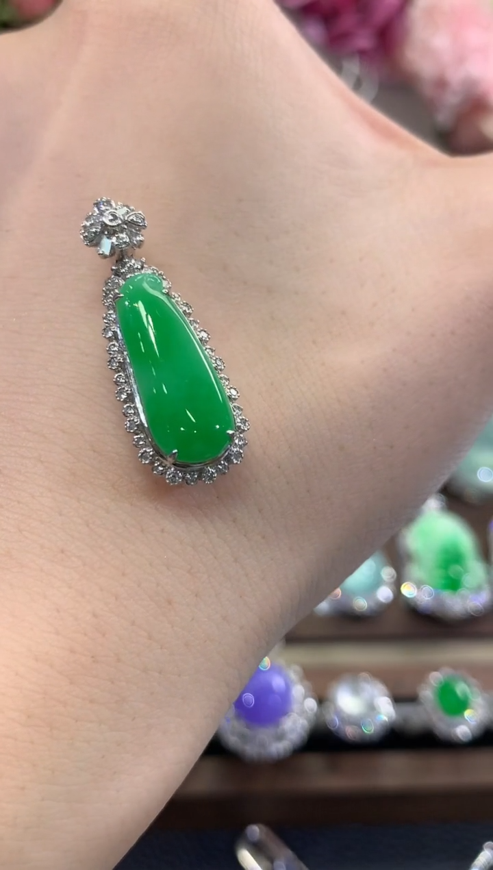 吊坠(不含链)18K金镶嵌翡翠夏日珠宝B159