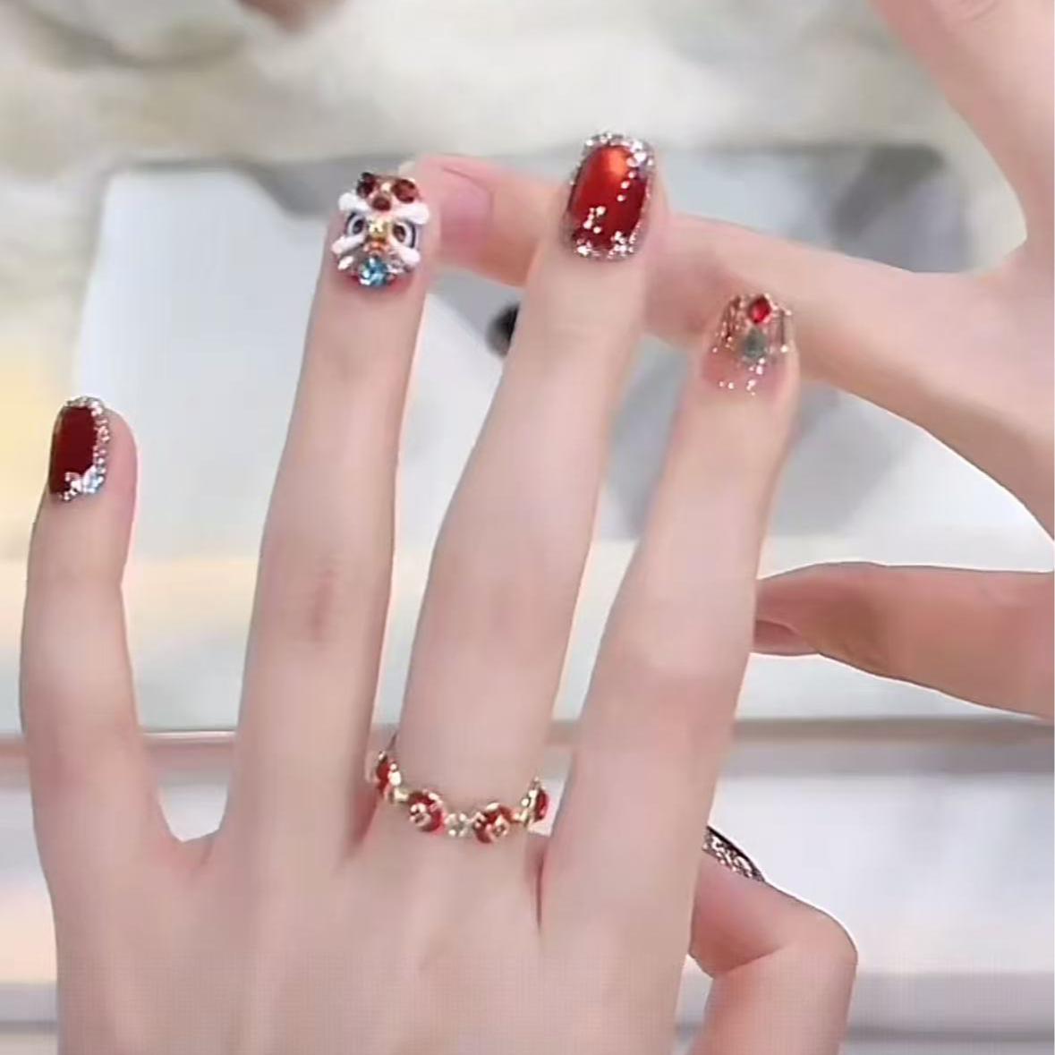 【事事如意】-美甲店手工穿戴甲可重复佩戴10片 LJ