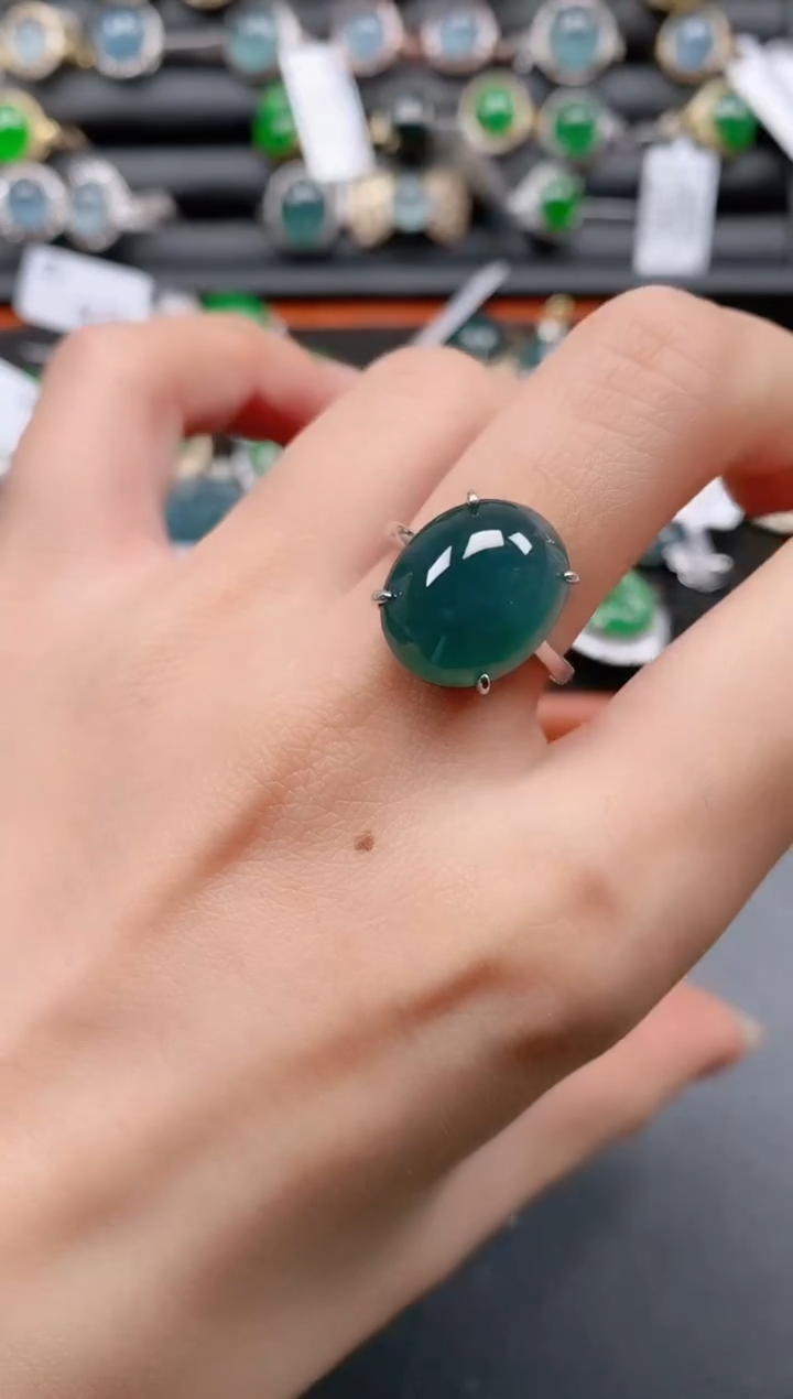 银S925镶嵌戒指翡翠111
