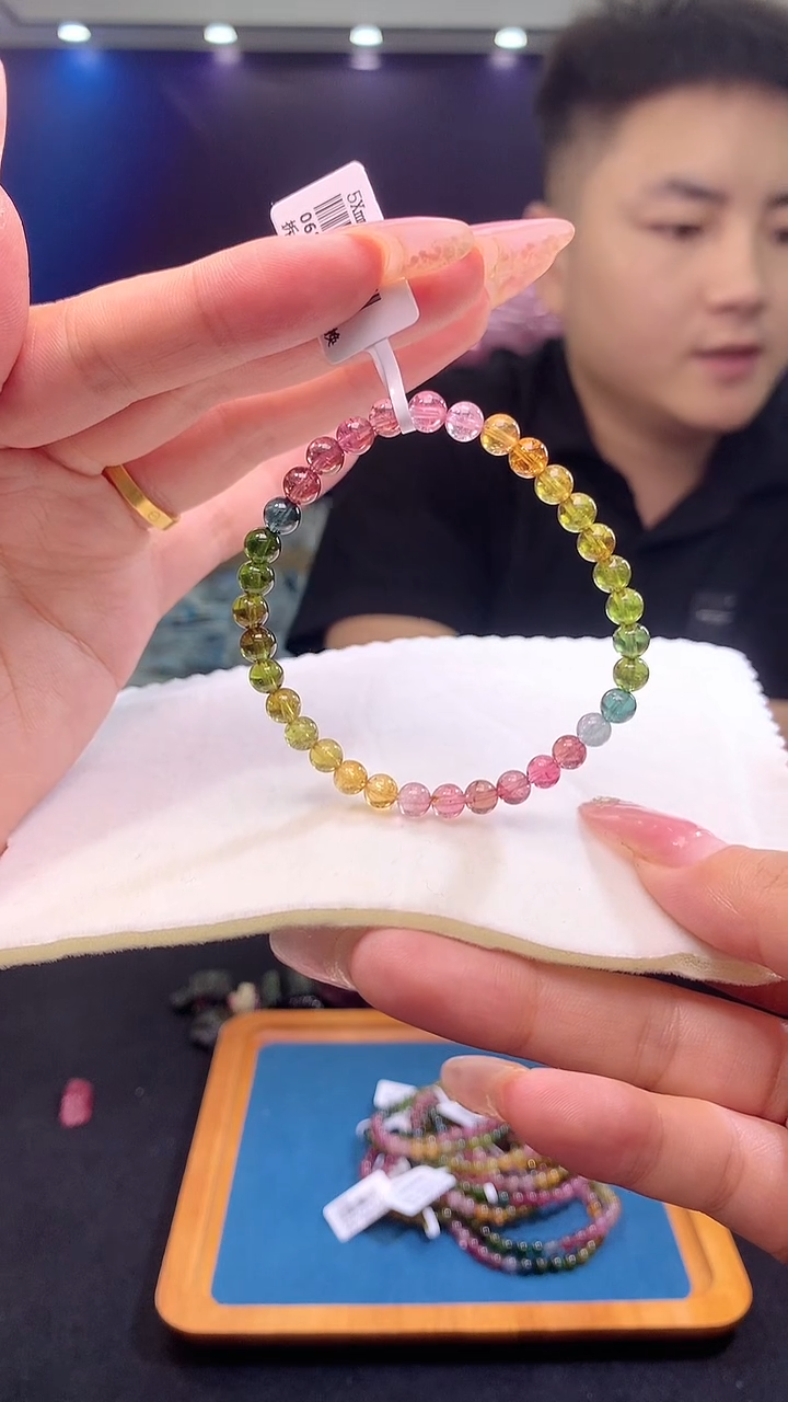 手链未镶嵌碧玺彩虹碧玺单圈5x(多样性发一)