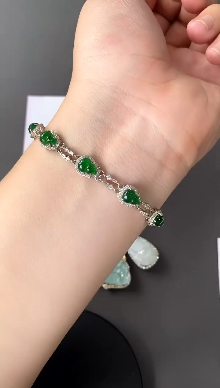 【闪购商品】翡翠手链银S925镶嵌买断价