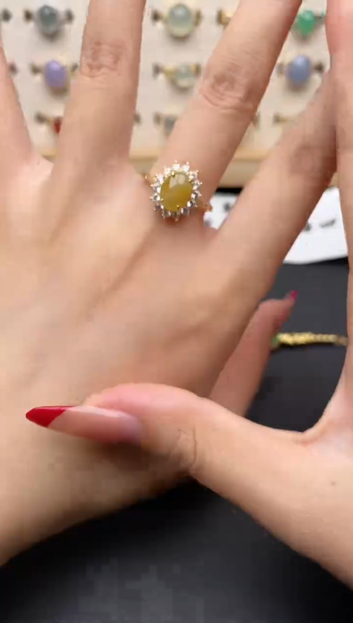 【闪购商品】翡翠戒指银S925镶嵌一物一证一礼盒