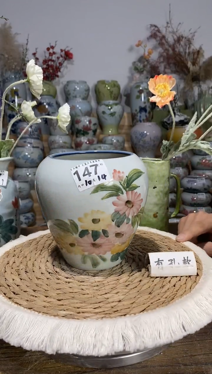 景德镇瓷韵陶瓷花盆 147  有孔手工制品 完美主义者慎拍