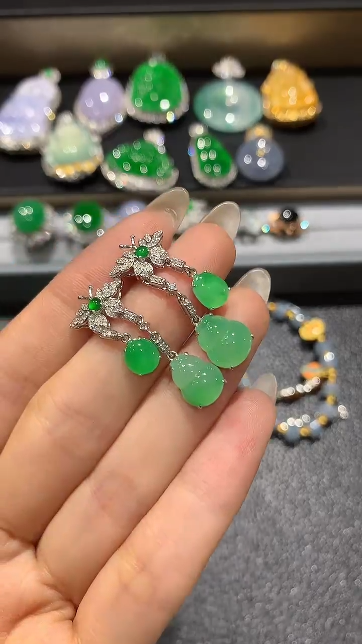 【闪购商品】翡翠耳饰18K金镶嵌11团购