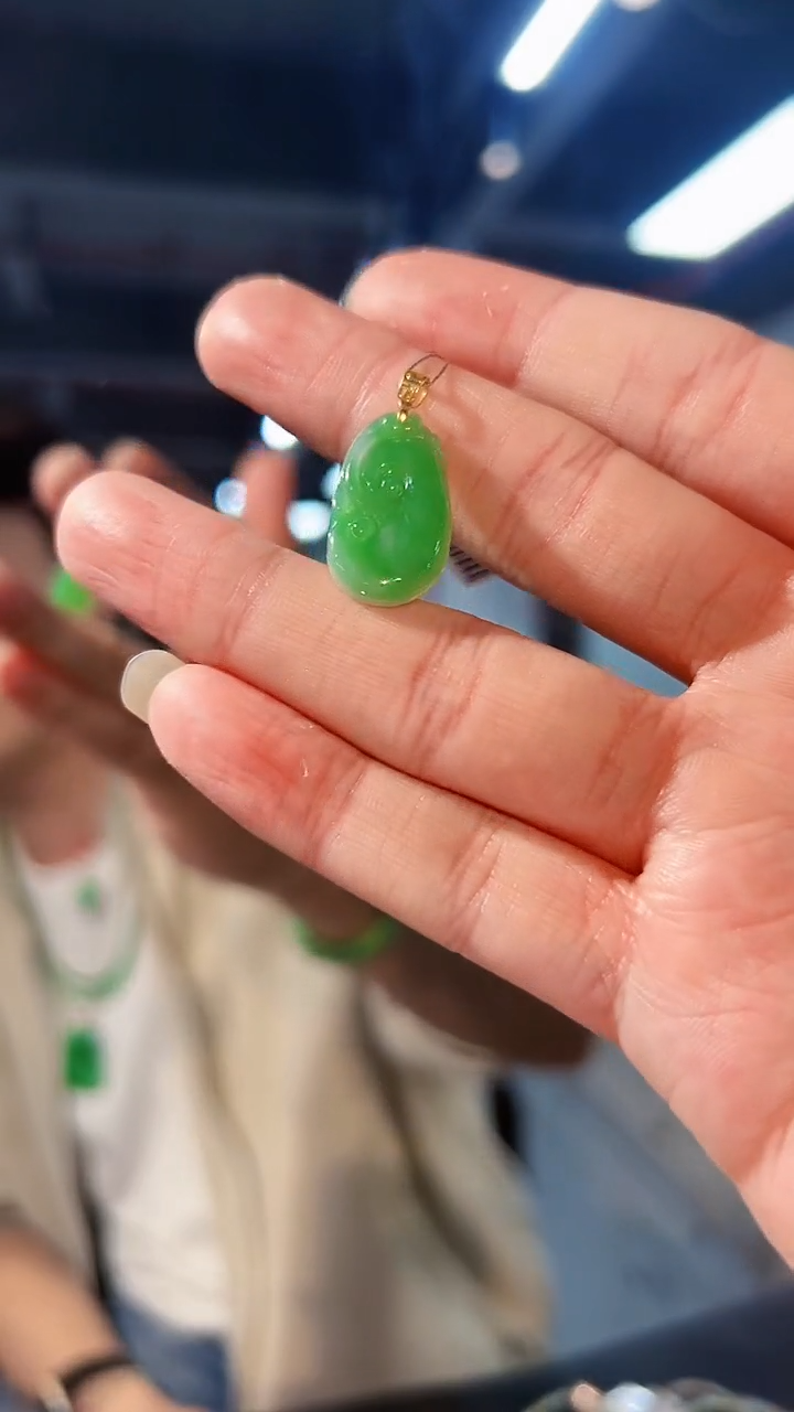 【闪购商品】翡翠颈饰18K金镶嵌缅料A货/支持复检/一件