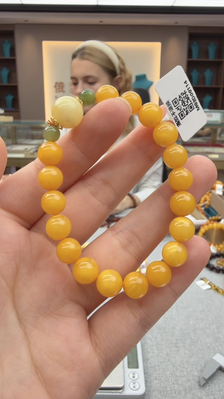 未镶嵌琥珀手链25秒拍号假一罚十