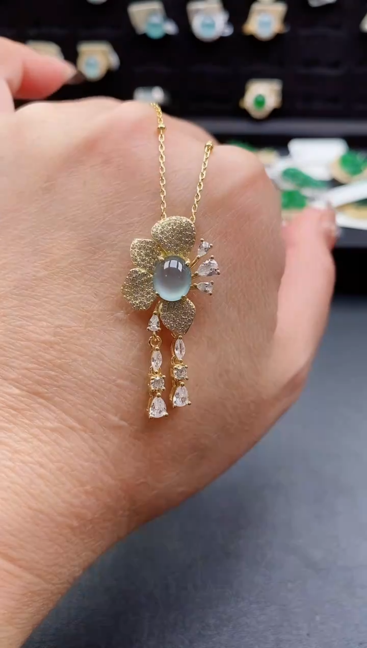 套链银S925镶嵌翡翠1