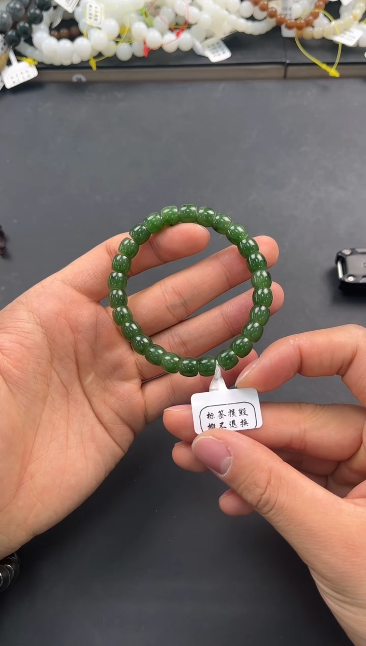 未镶嵌手串和田玉和田碧玉直切手串卡8微色差