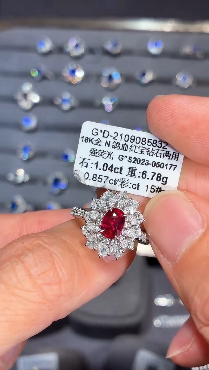 18K金镶嵌戒指红宝石【闪购】1.04ct/同步展会价/无烧鸽血红