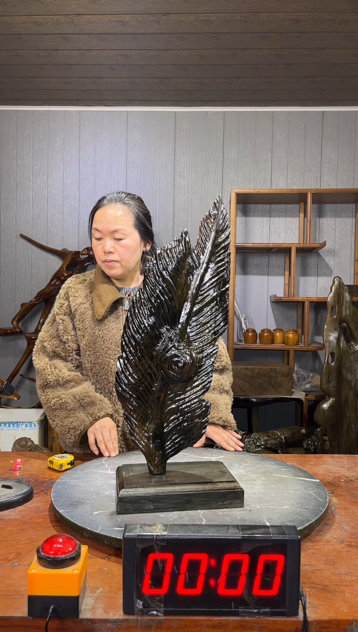 金丝楠7****)阴沉木千秋大业摆件