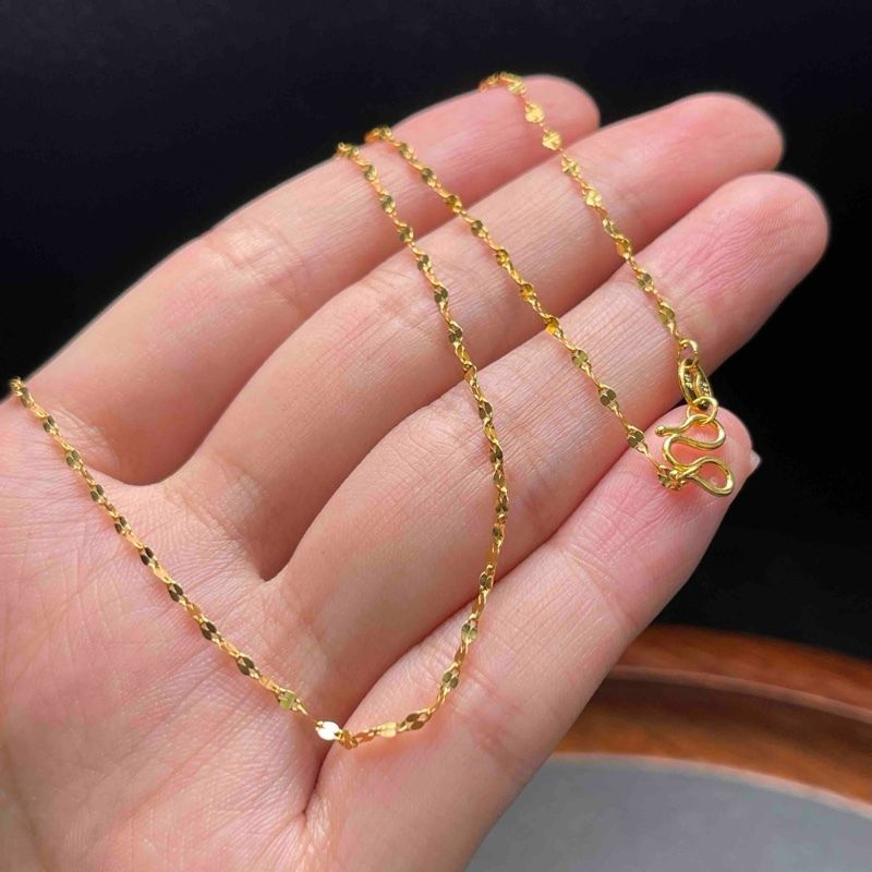 足银银制品 【小魏总珠宝】足银爆闪嘴唇链-45cm