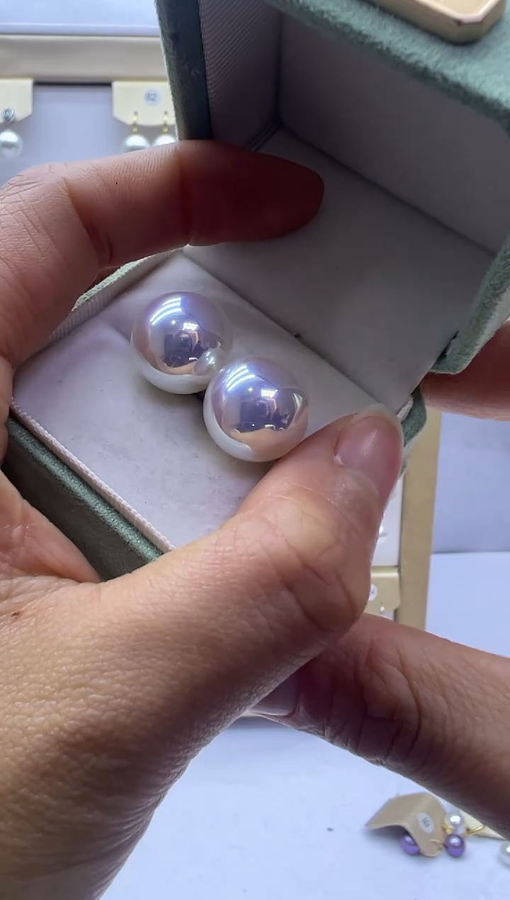 银S925镶嵌耳饰淡水珍珠素订