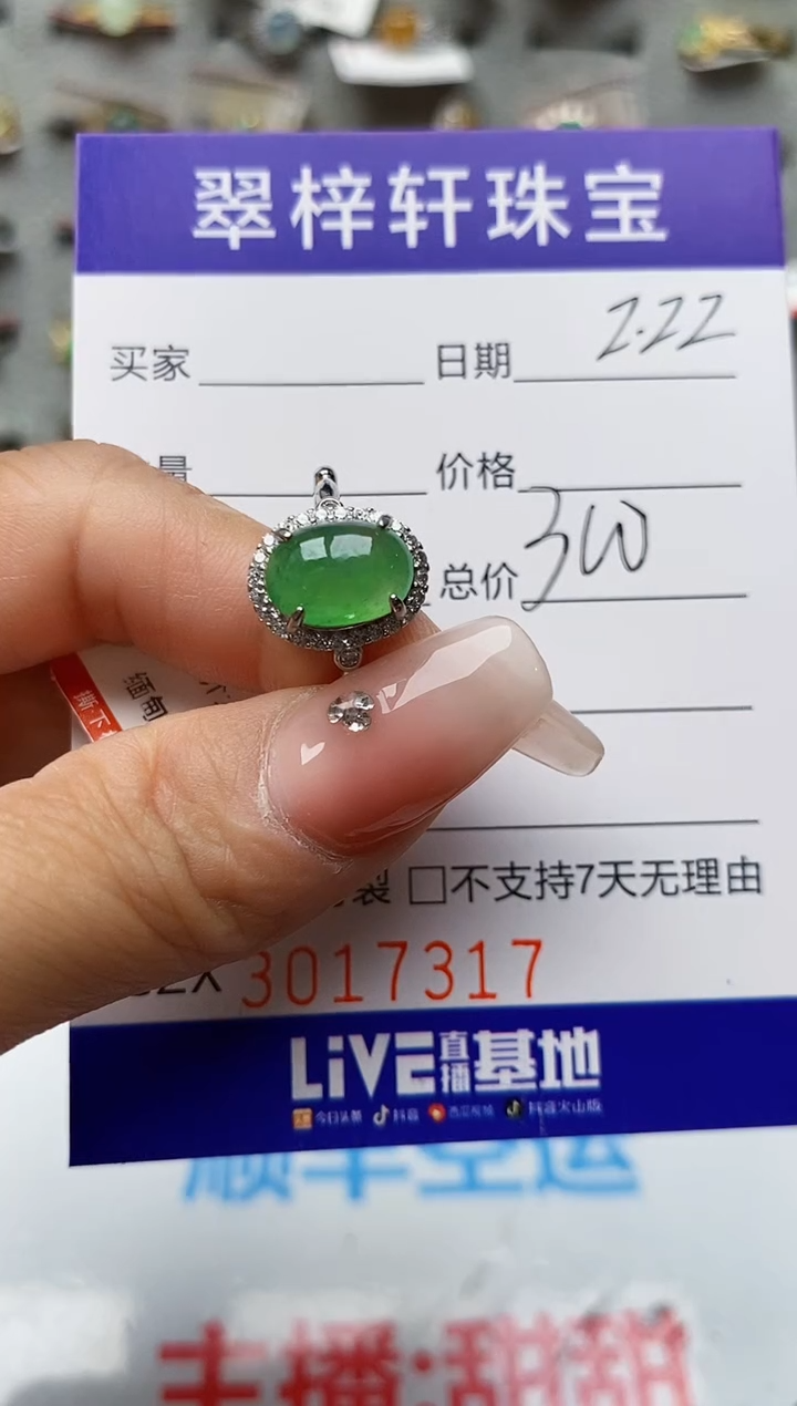 【闪购商品】翡翠戒指银S925镶嵌7317