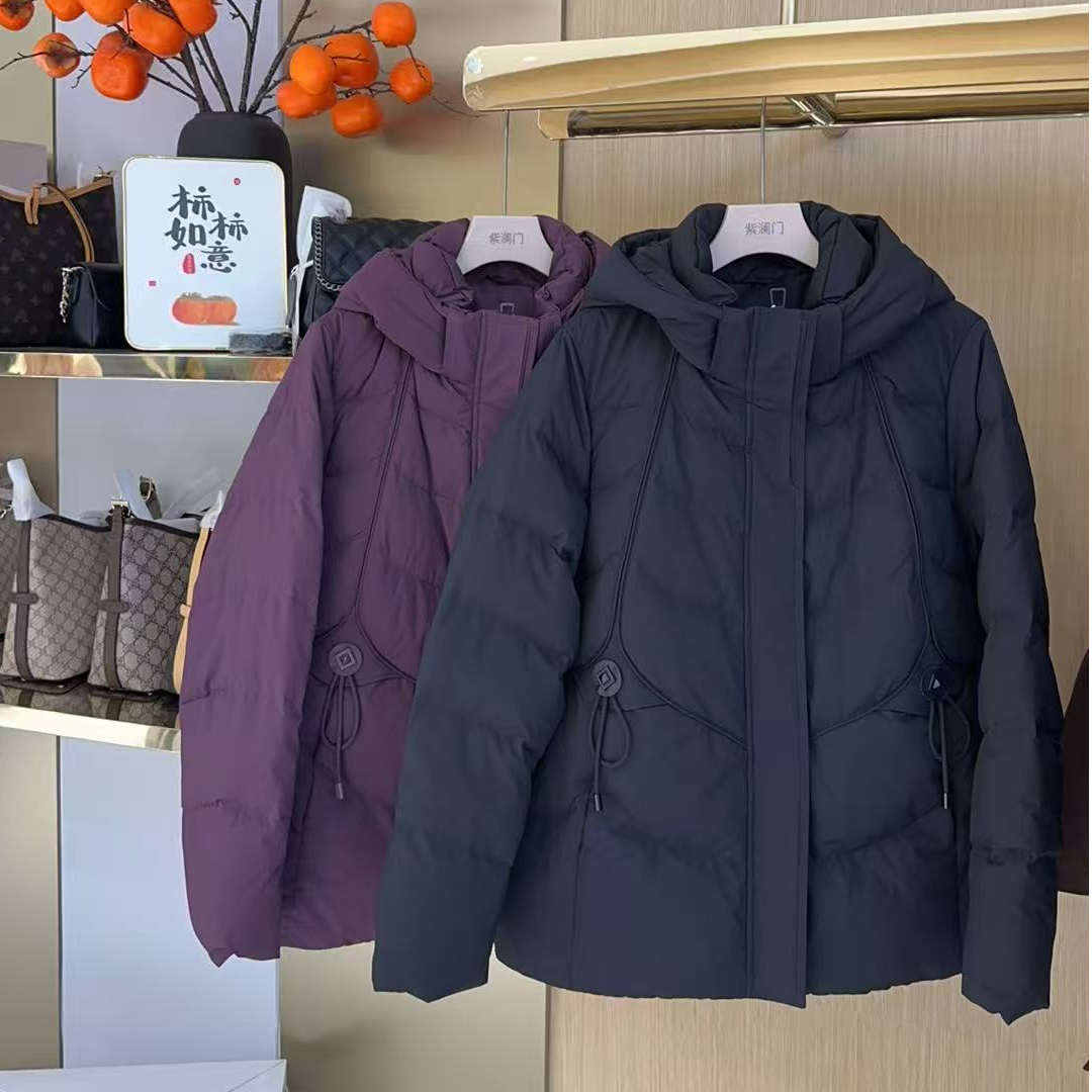 高端时尚气质百搭连帽羽绒服8635