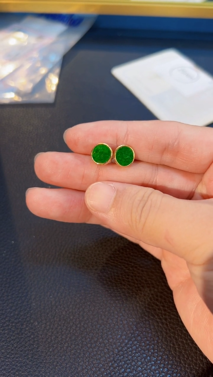 翡翠银S925镶嵌耳饰缅料A货/多样性发货/一对