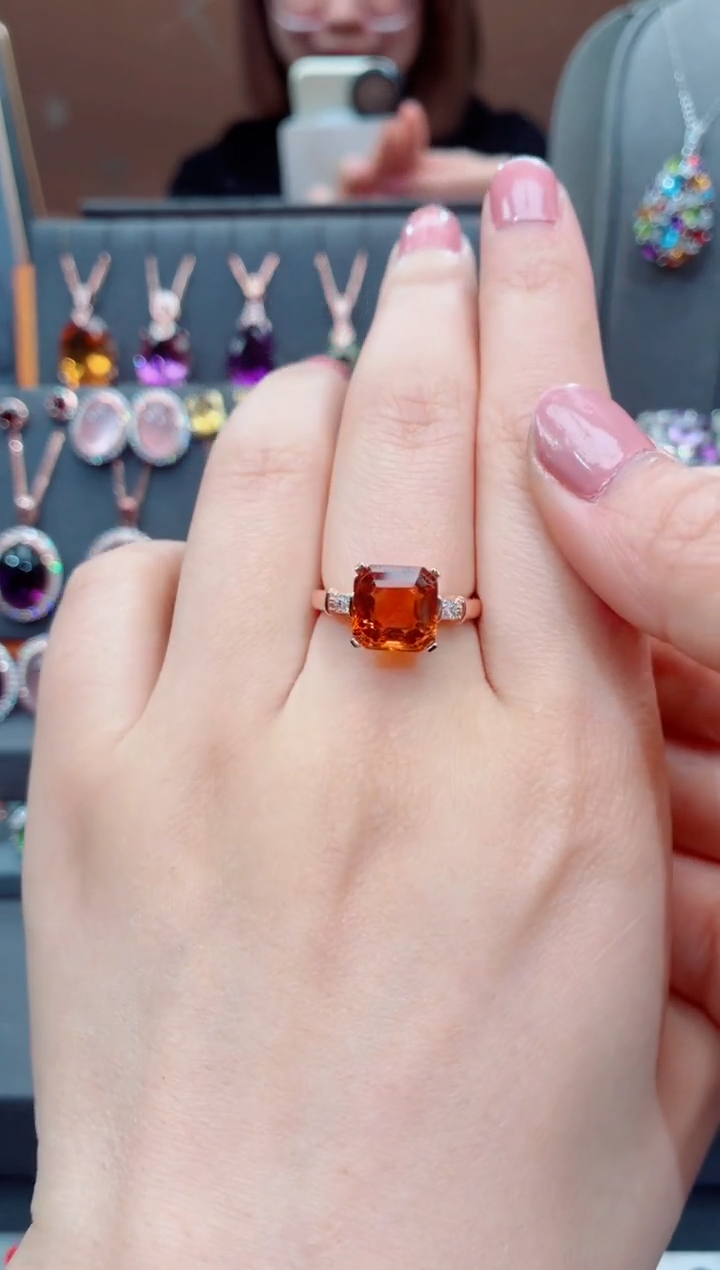 银S925镶嵌戒指黄晶黄晶戒指