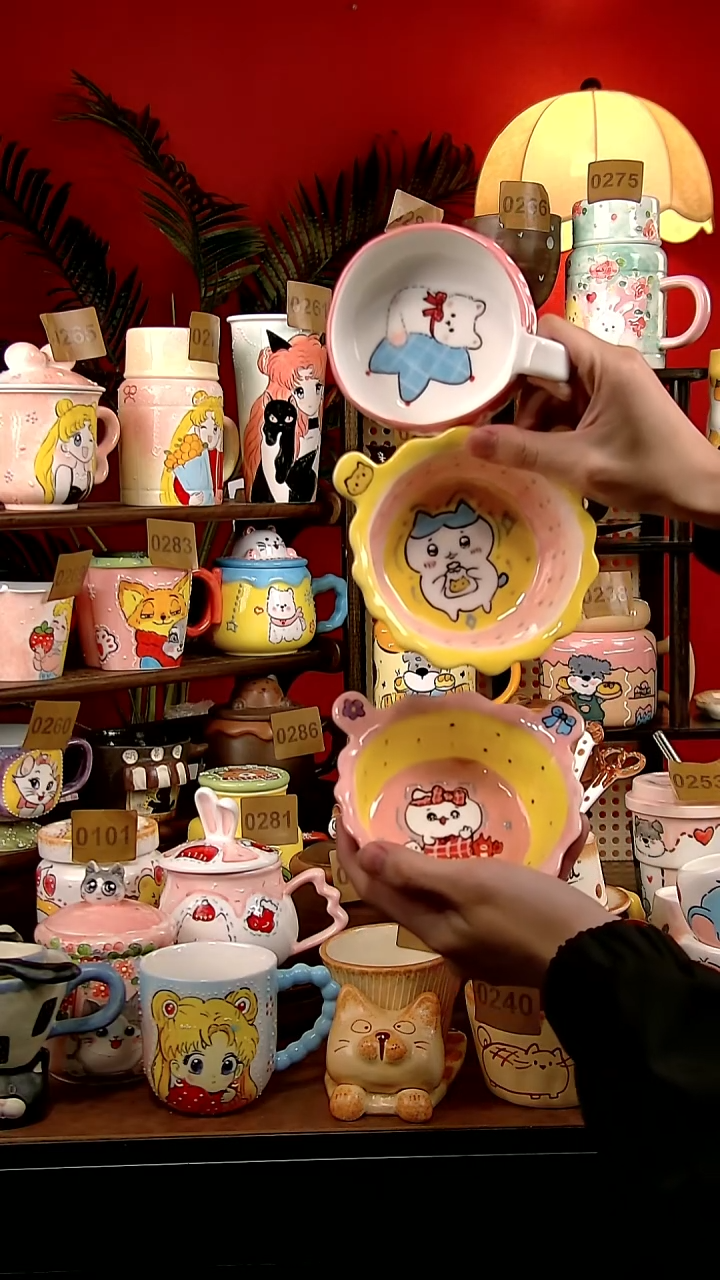 碗瓷DIY景德镇创意手工陶瓷卡通风碗*3（吉伊，小八，西高地）