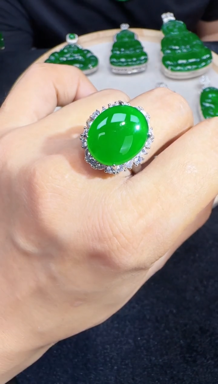 未镶嵌定制翡翠翡翠戒指255