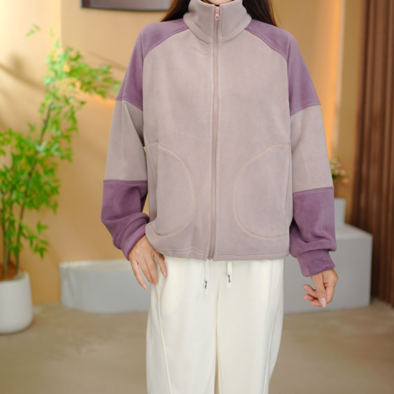 2025秋冬季新款加绒加厚保暖防风时尚百搭撞色立领厚外套