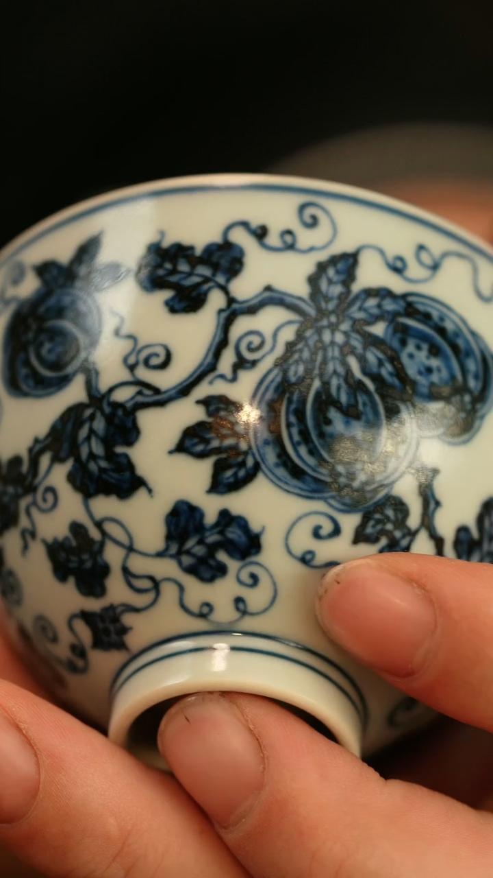 【闪购商品】林泉风月仿明青花西瓜纹鸡心杯