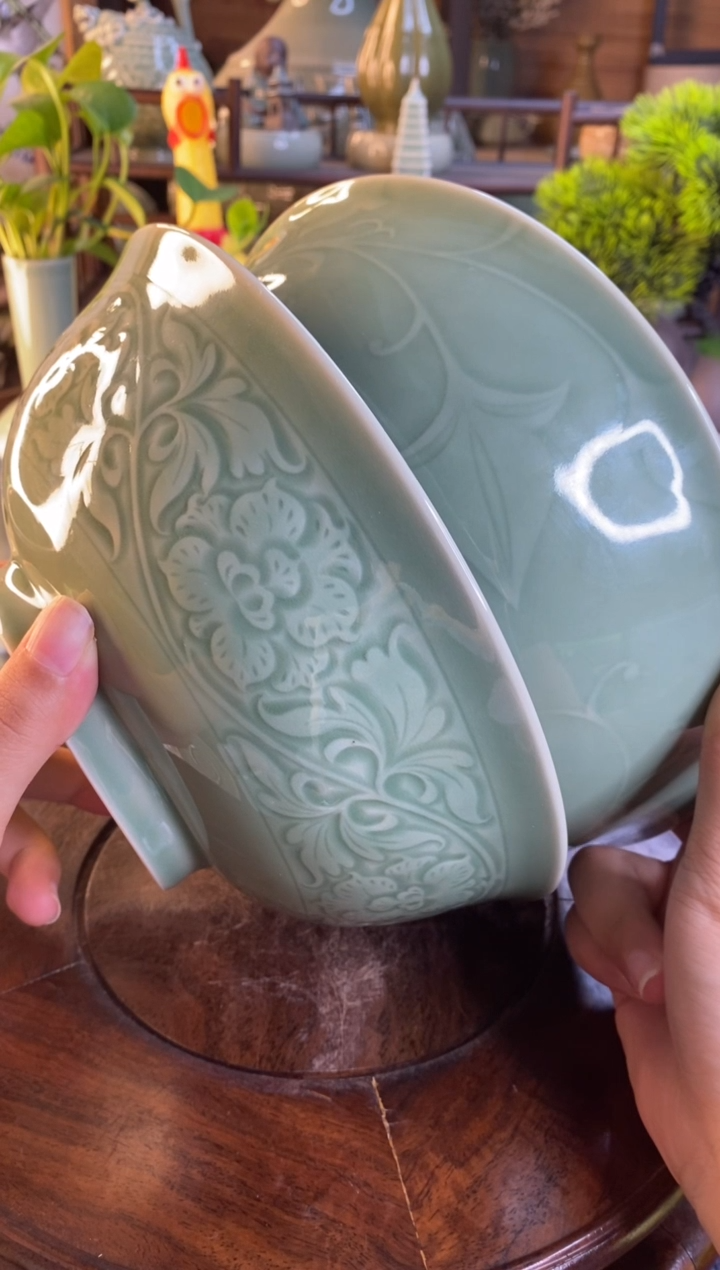 微瑕8.3英寸牡丹碗】玉兰碗各一只