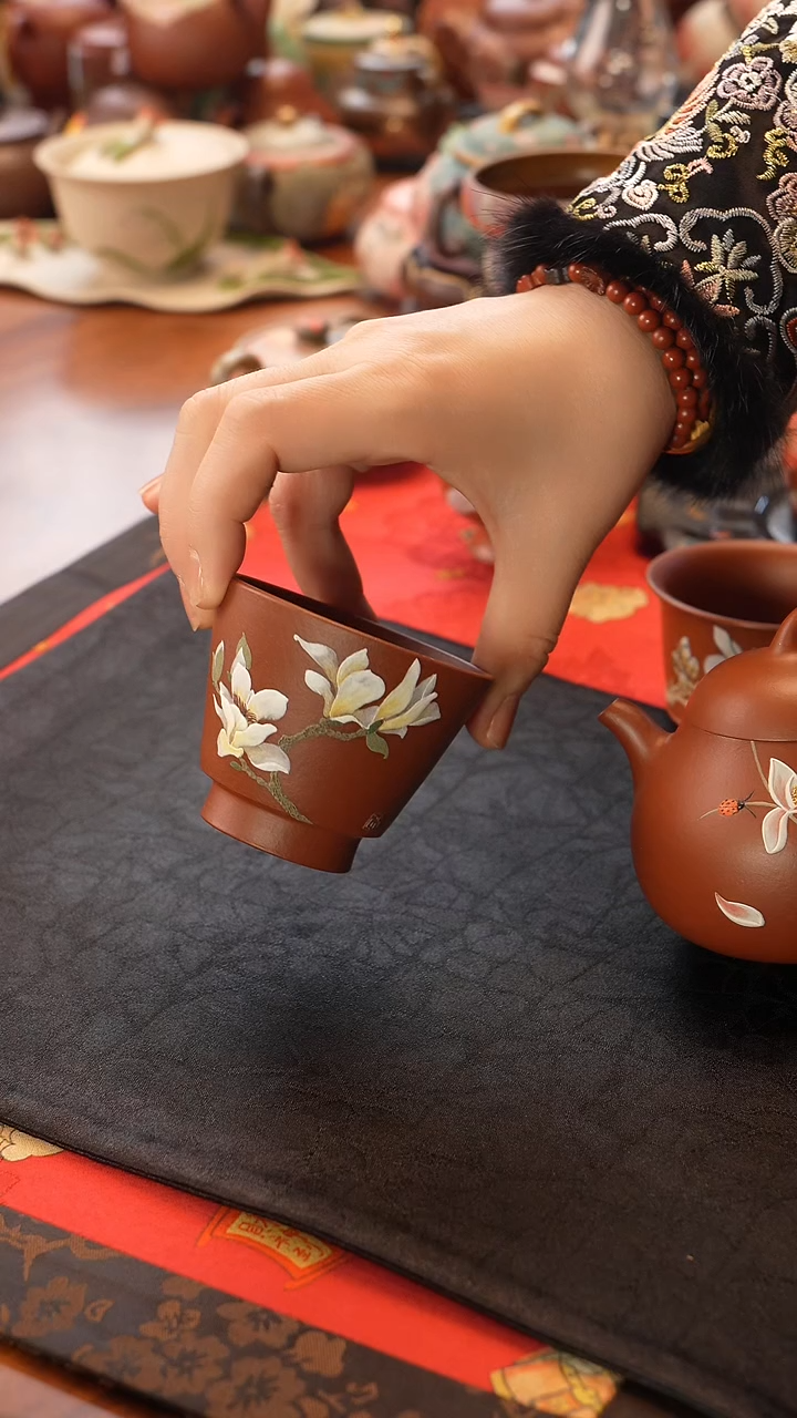 茶壶紫砂大红袍玉兰主人杯