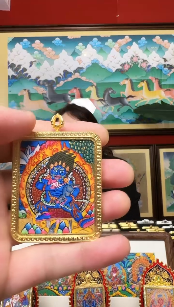 吊坠黑财神-热贡纯手绘周毛