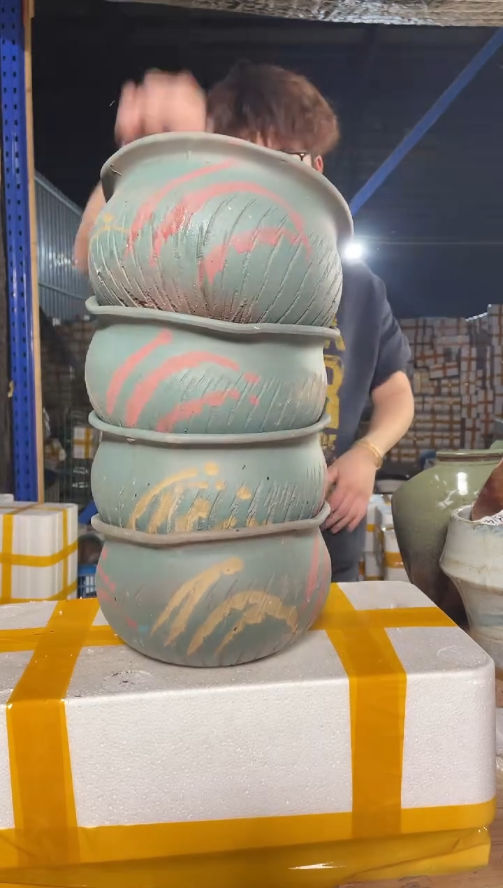 紫砂花盆宜兴紫砂粗陶花盆21-13四个