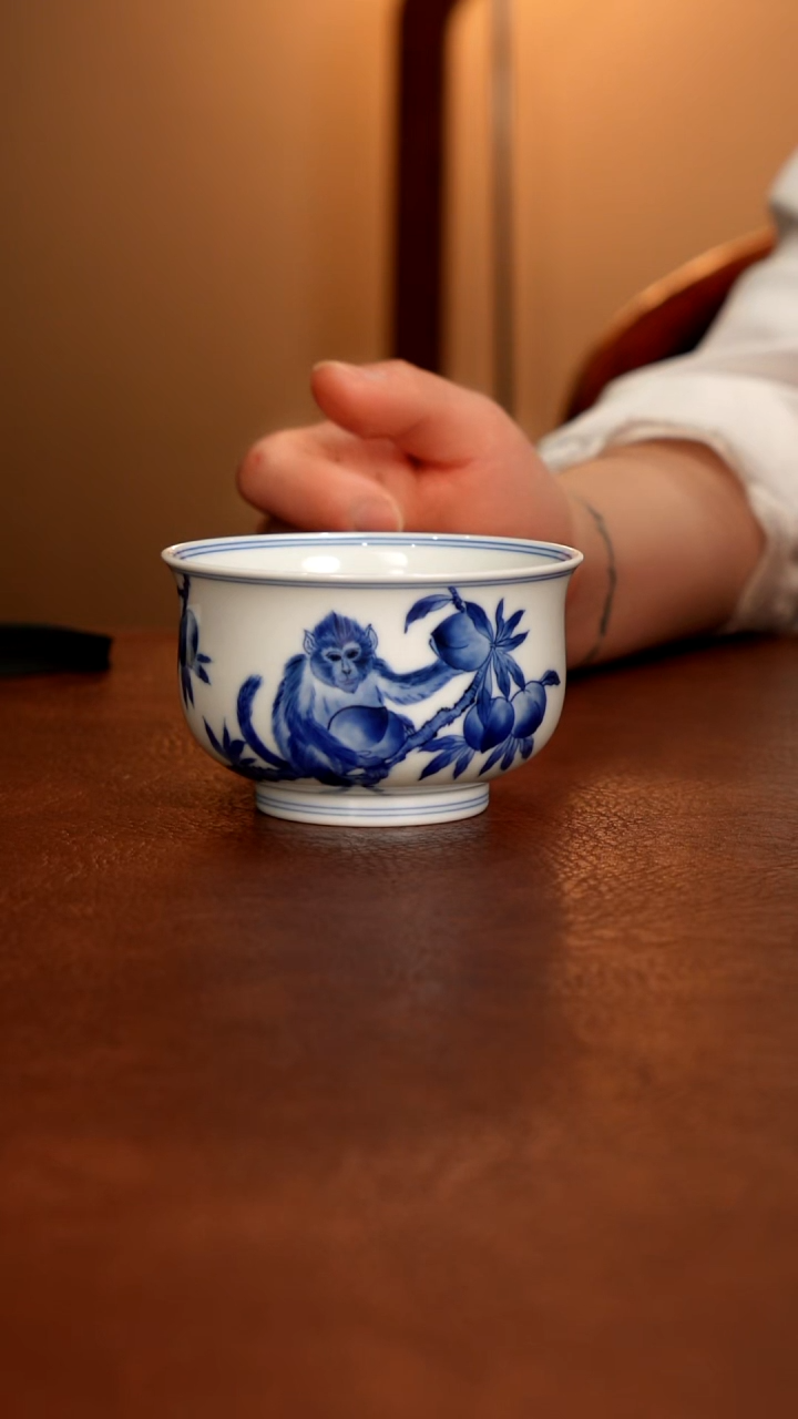 摆件陶景德镇瓷器，青花瓷手绘茶具~