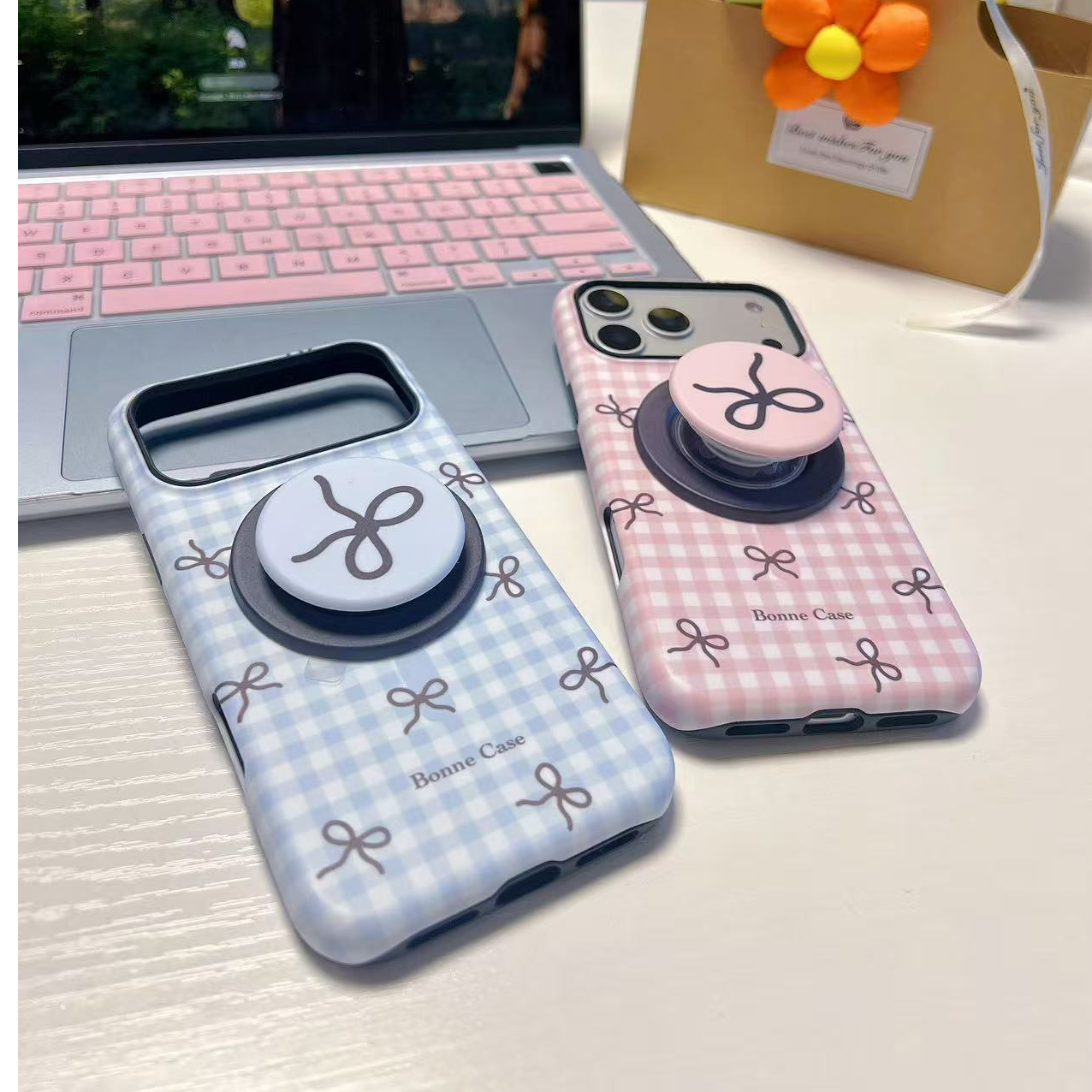 蝴蝶结防摔适用于苹果手机壳少女INS可爱支架简约