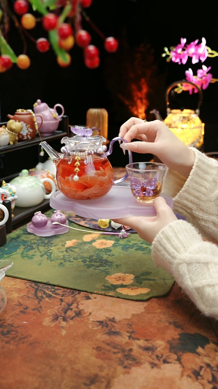 【闪购商品】紫色壶承+茶壶+链子+杯子