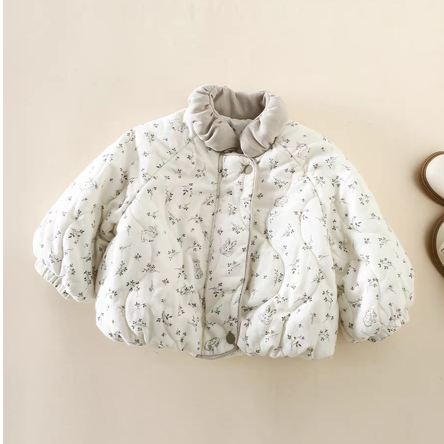 童装婴幼儿棉衣外套女宝宝秋冬季棉服碎花女童冬季轻薄夹棉上衣