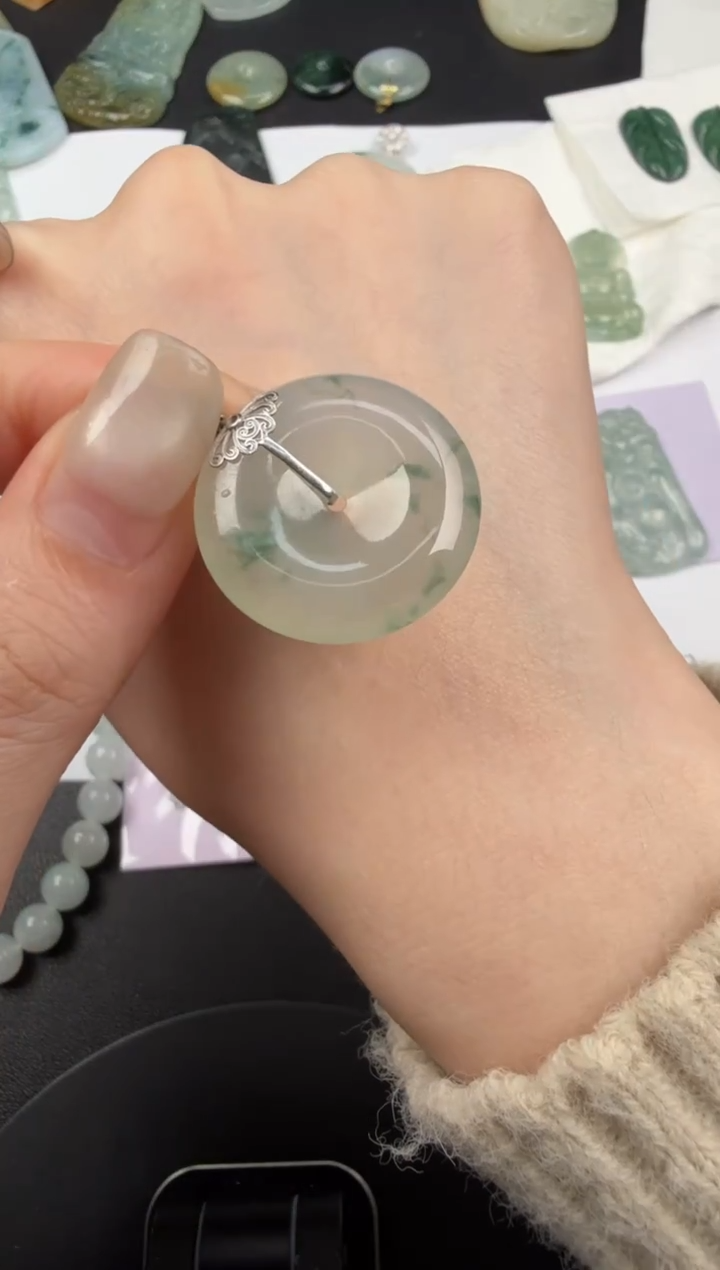 吊坠(不含链)18K金镶嵌翡翠翡翠饰品-188