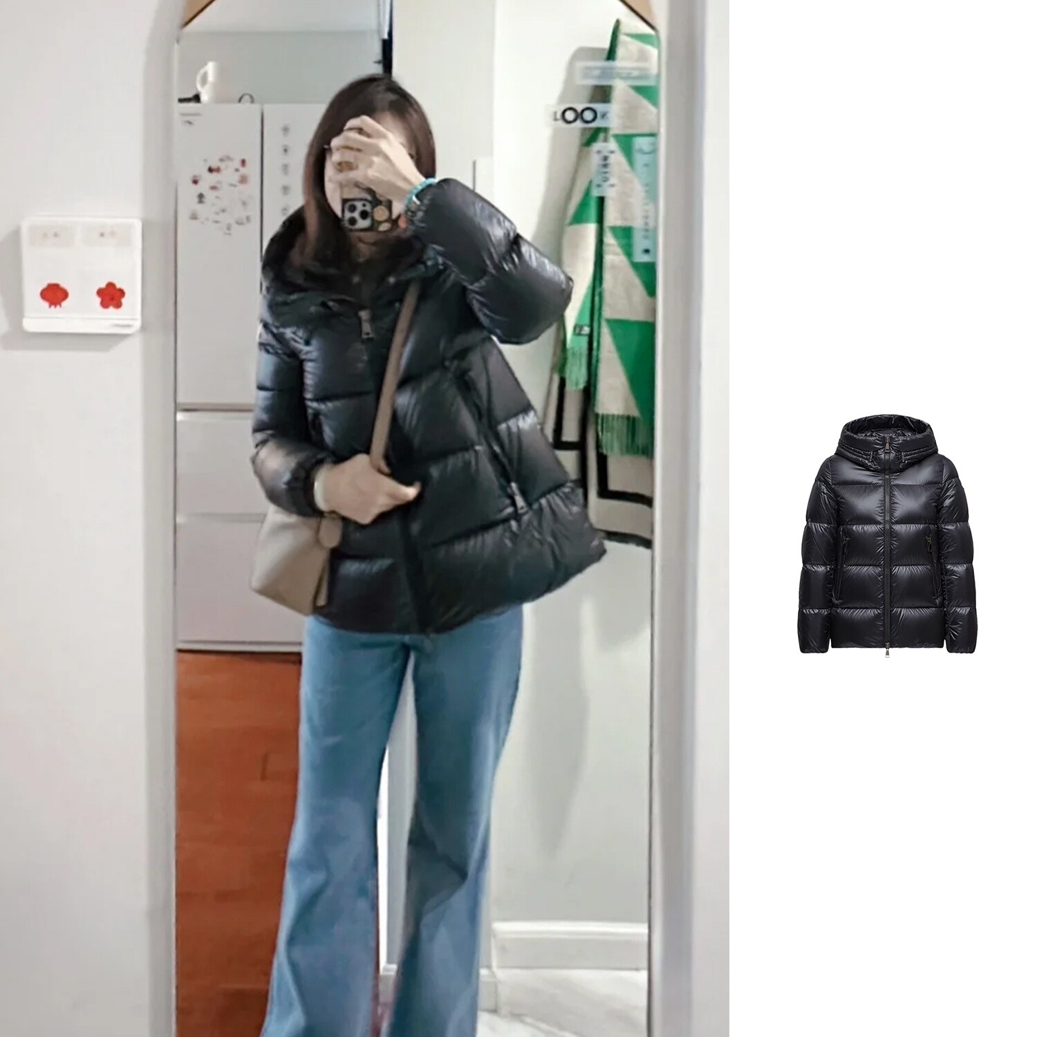 未使用 MONCLER 黑色连帽羽绒服 SERITTES 1A00068-597YG-999