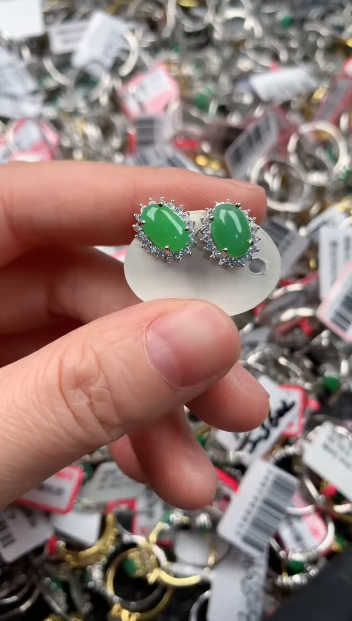 银S925镶嵌戒指翡翠999   3