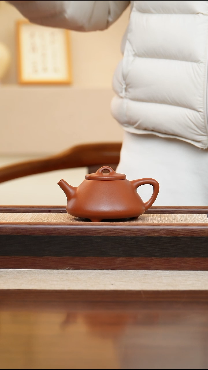 朱泥子冶石瓢200cc宜兴手工紫砂壶