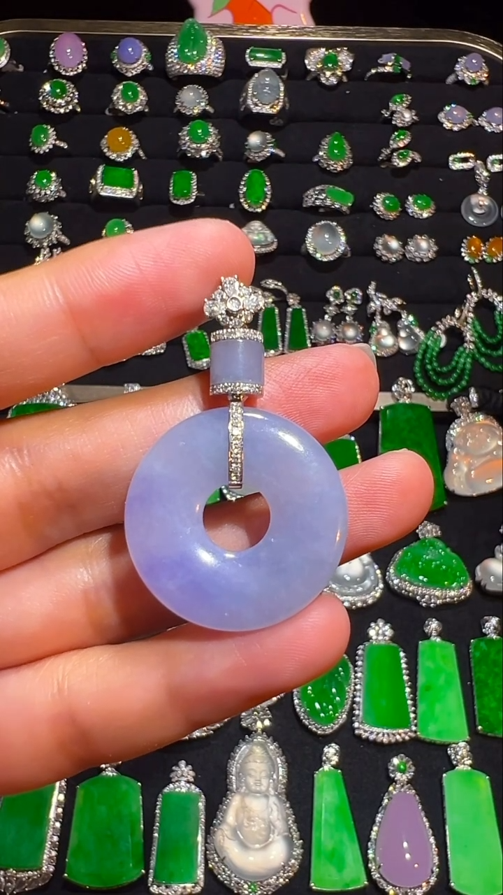 吊坠(不含链)18K金镶嵌翡翠吊坠