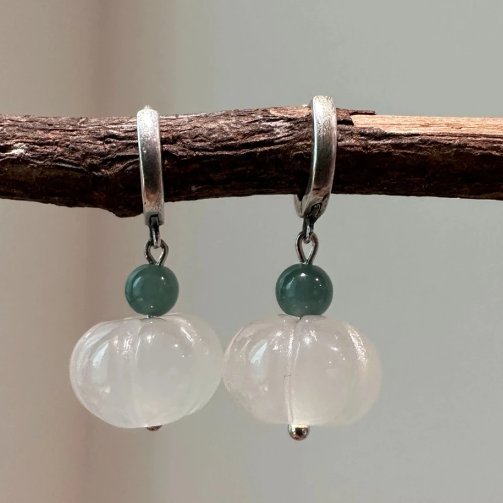 925银耳饰 E26471 南瓜珠蓝水圆珠耳环耳饰多样性发 