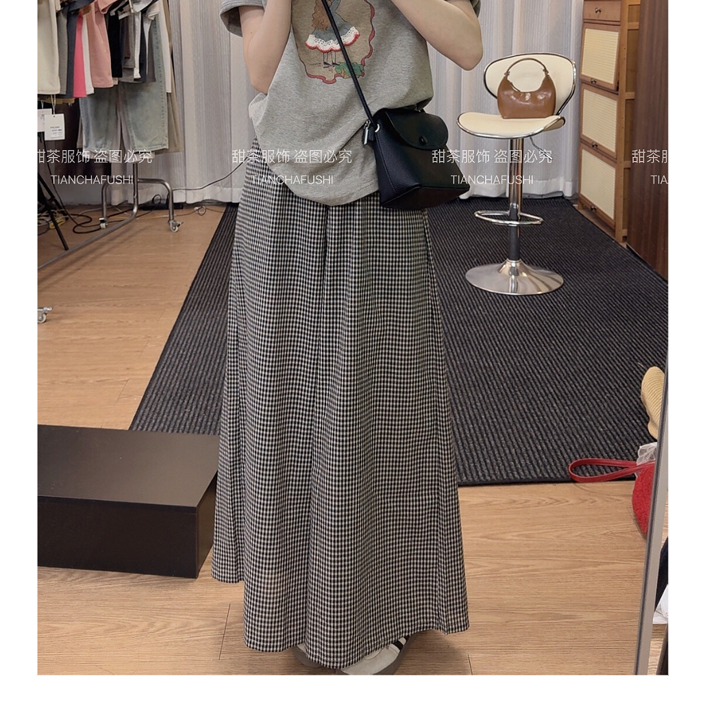 sweet c【格子裤】M381#夏季新款格子阔腿裤慵懒韩版风高级感百搭